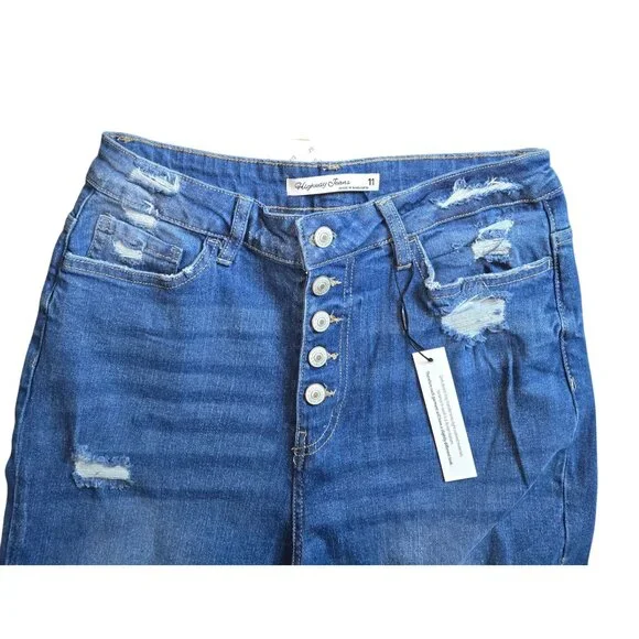 Highway Jeans Womens Ripped, Jeans Stretchy Wide Leg Denim Pants Trousers - Picture 4 of 5